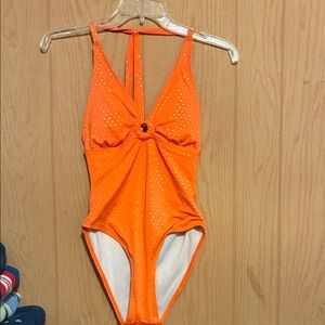 Orange Halter One-Piece Swimsuit
